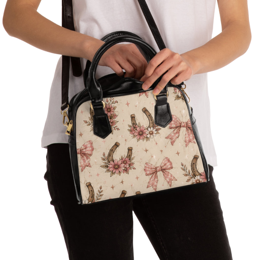 Floral Horseshoe Shoulder Handbag