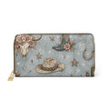 Western Floral Zipper Wallet – Cow Skull, Cowboy Hat & Horseshoe Ranch Print
