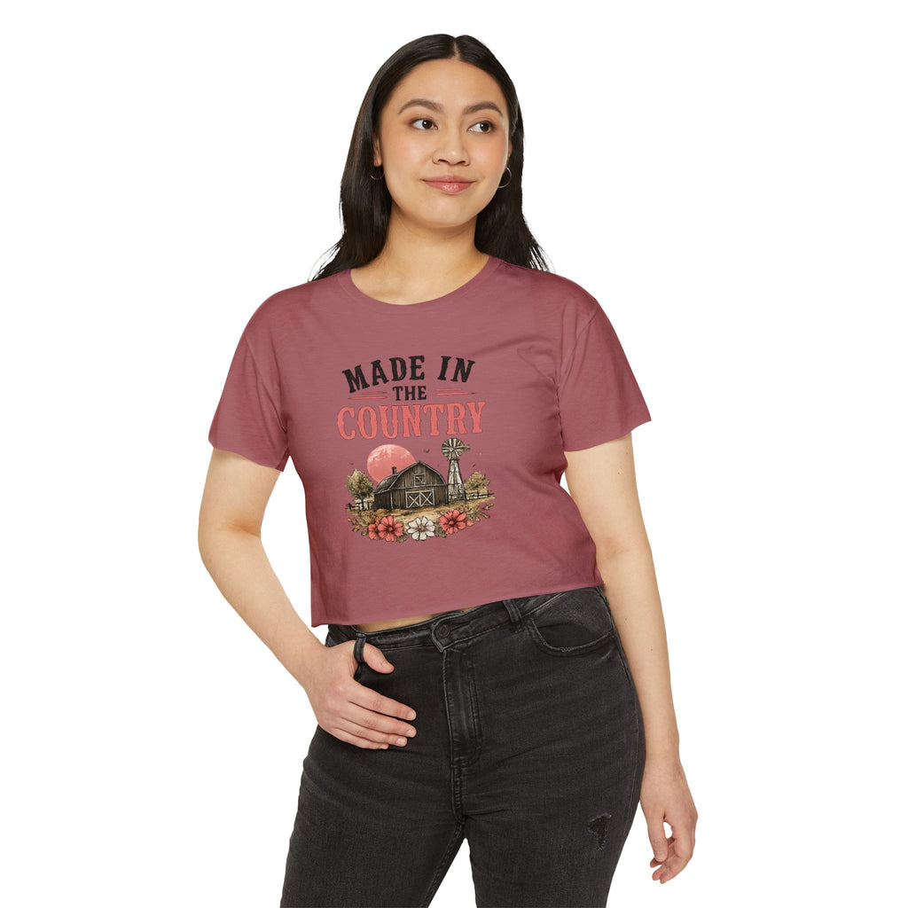 Made in the Country Crop Top — Women's Rustic Farmhouse Festival Tee
