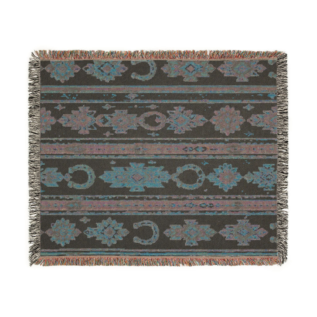 Southwestern Woven Blanket – Boho Aztec Throw with Fringe