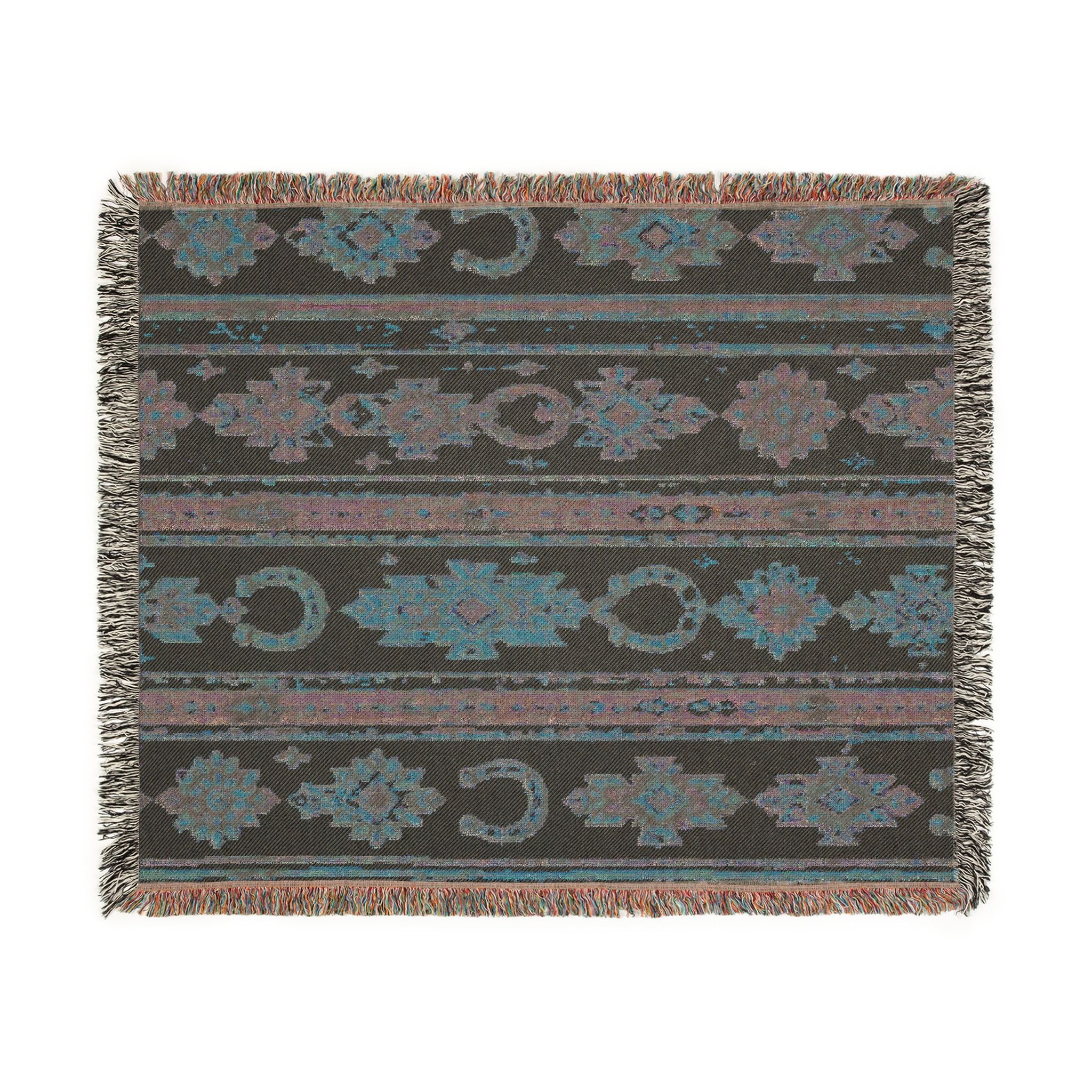 Southwestern Woven Blanket – Boho Aztec Throw with Fringe