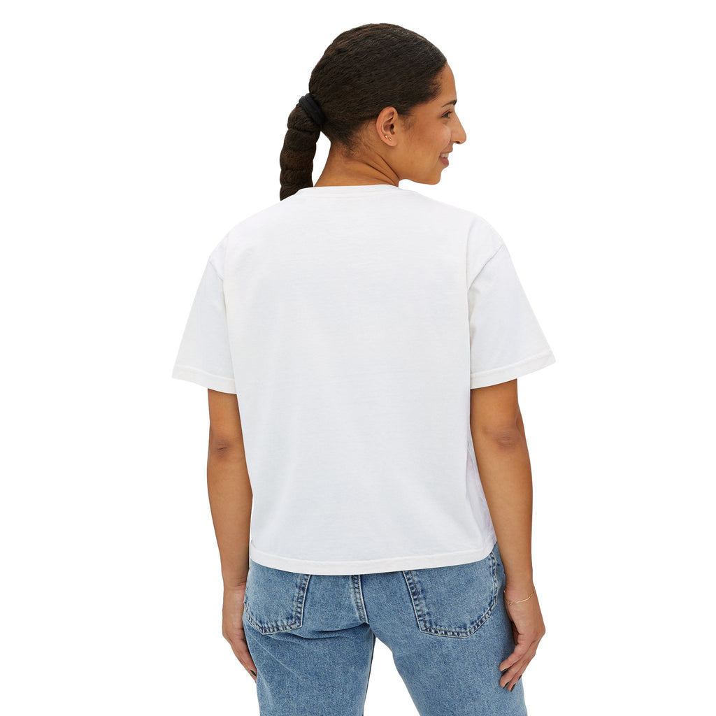 Country Mama Women's Boxy Tee — Retro Checker Smile Graphic
