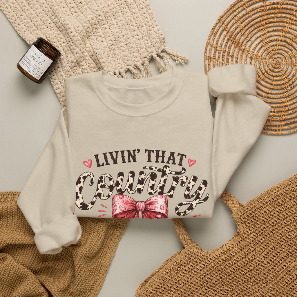 Livin' That Country Mama Life sweatshirt | Leopard Bow Mom Shirt
